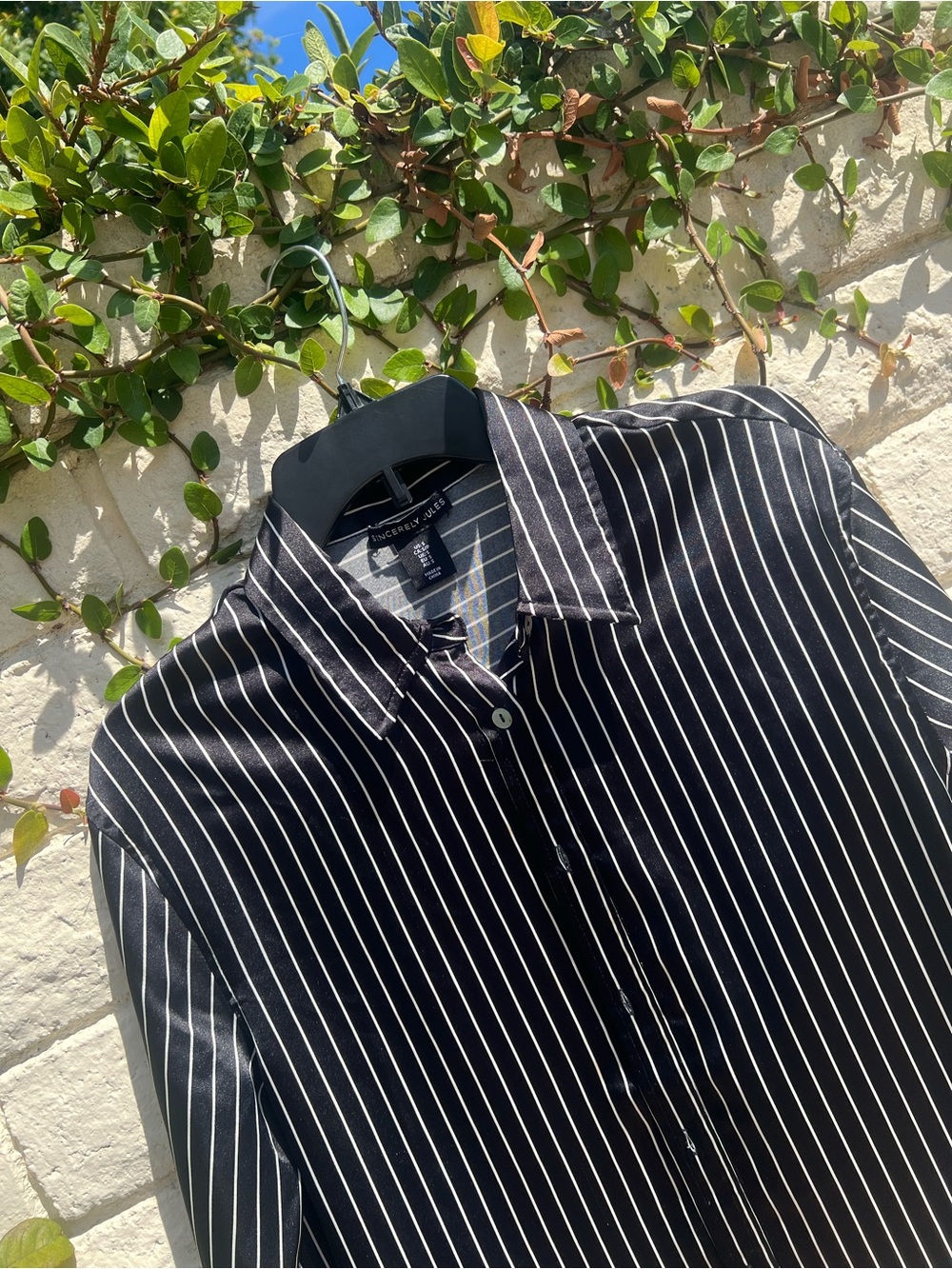 Sincerely Jules Black & White Pinstripe Button-Up Blouse